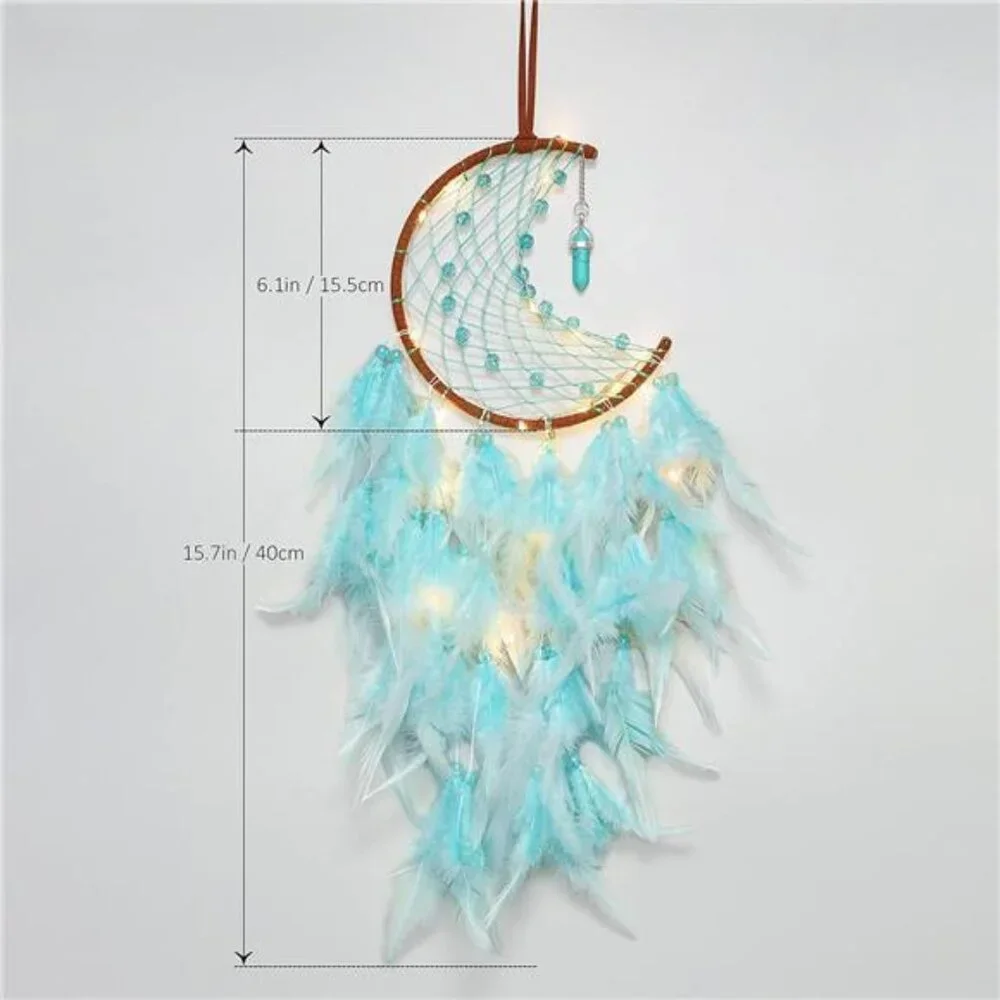 Dream Catcher with Fairy Lights with Feather